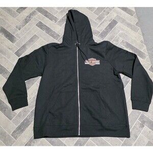 New Harley-Davidson Motorcycle Men's Zip-Up Fleece Hoodie Black Size XL